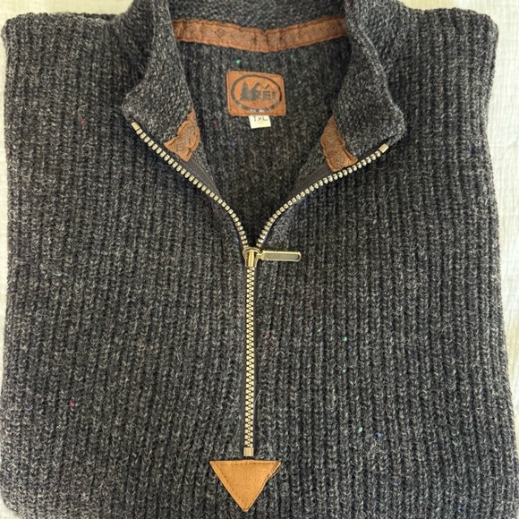 Vintage REI Wool Blend Half-Zip Sweater Pullover Gray TXL USA Made - Picture 2 of 8